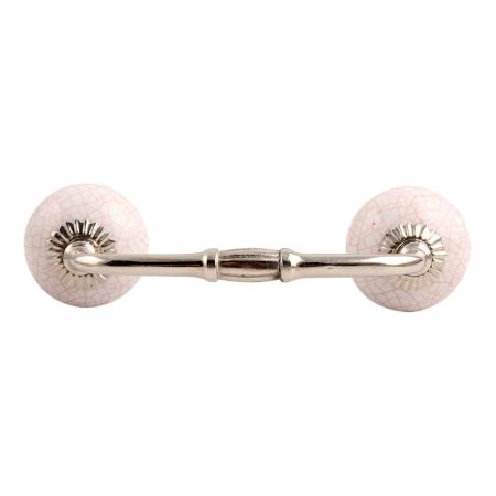 White and Pink Crackle Ceramic Bridge Handle
